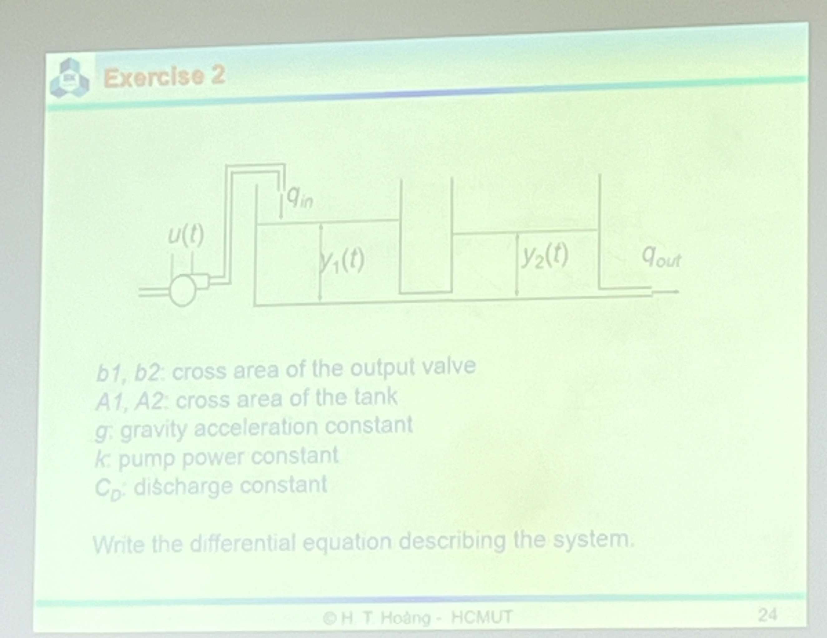 Exercise 2 b 1 , b 2 : cross area of the output