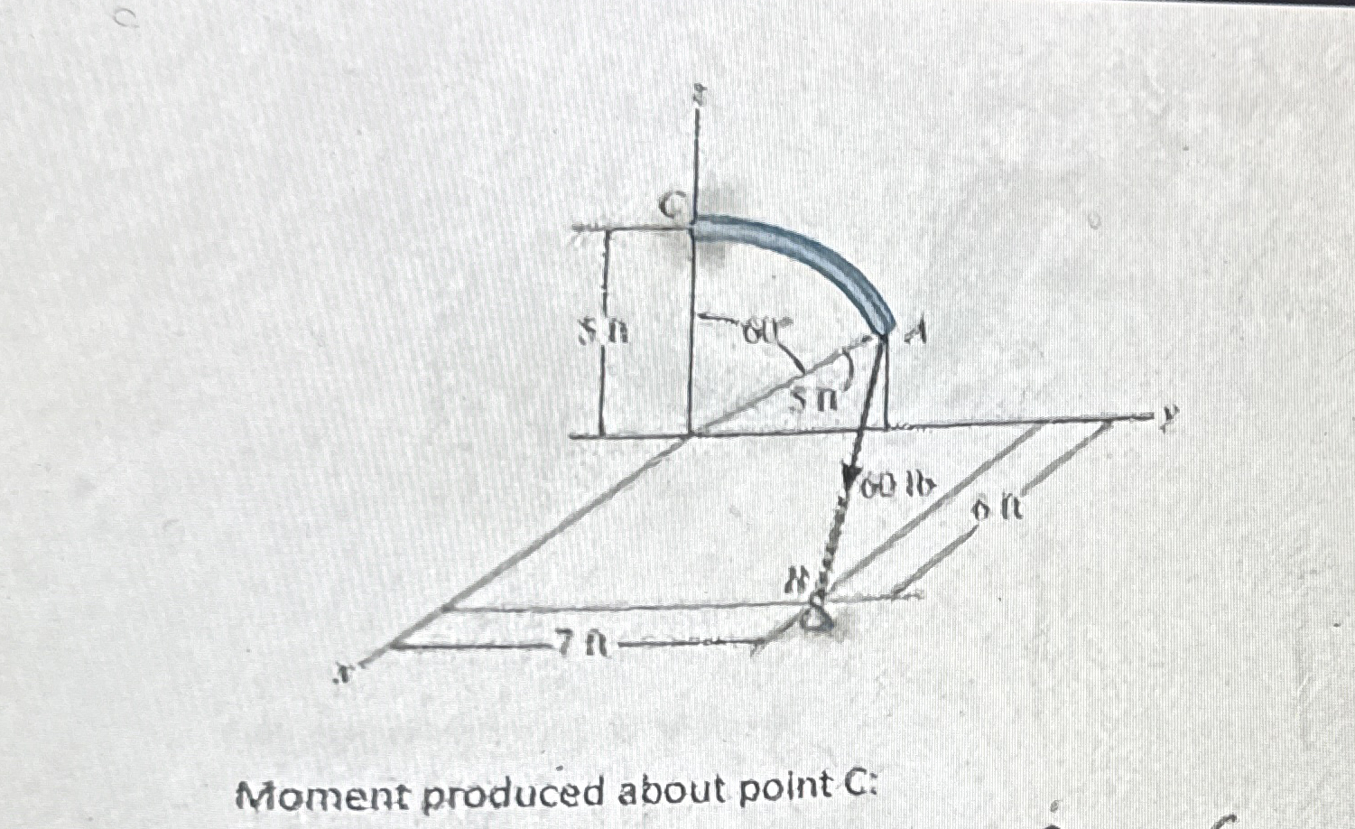Find the Moment produced about point C: