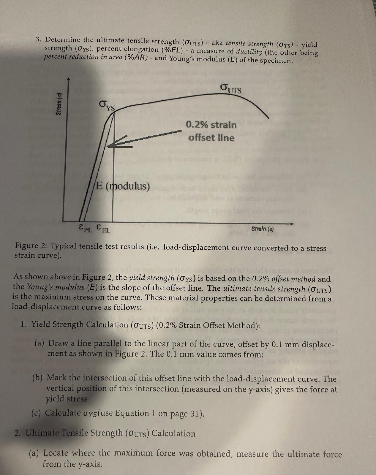 Determine the ultimate tensile strength ( U T S )