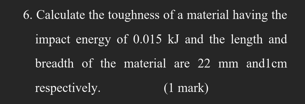 Calculate the toughness of a material having the
