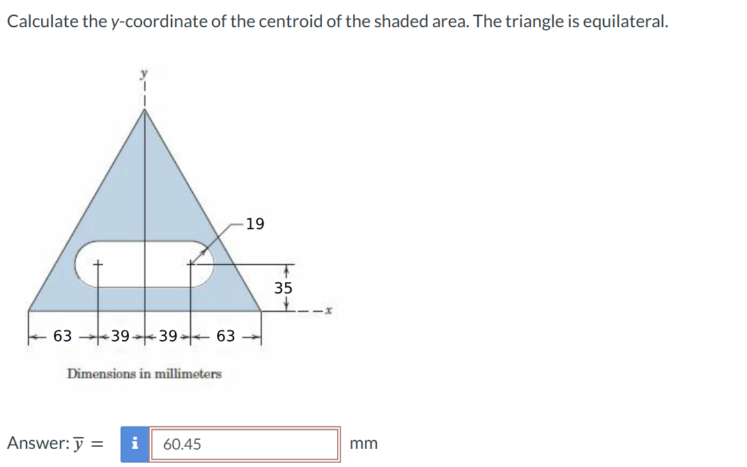 Calculate the y - coordinate of the centroid of