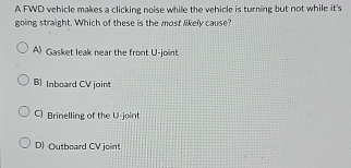 A FWD vehicle makes a clicking noise while the