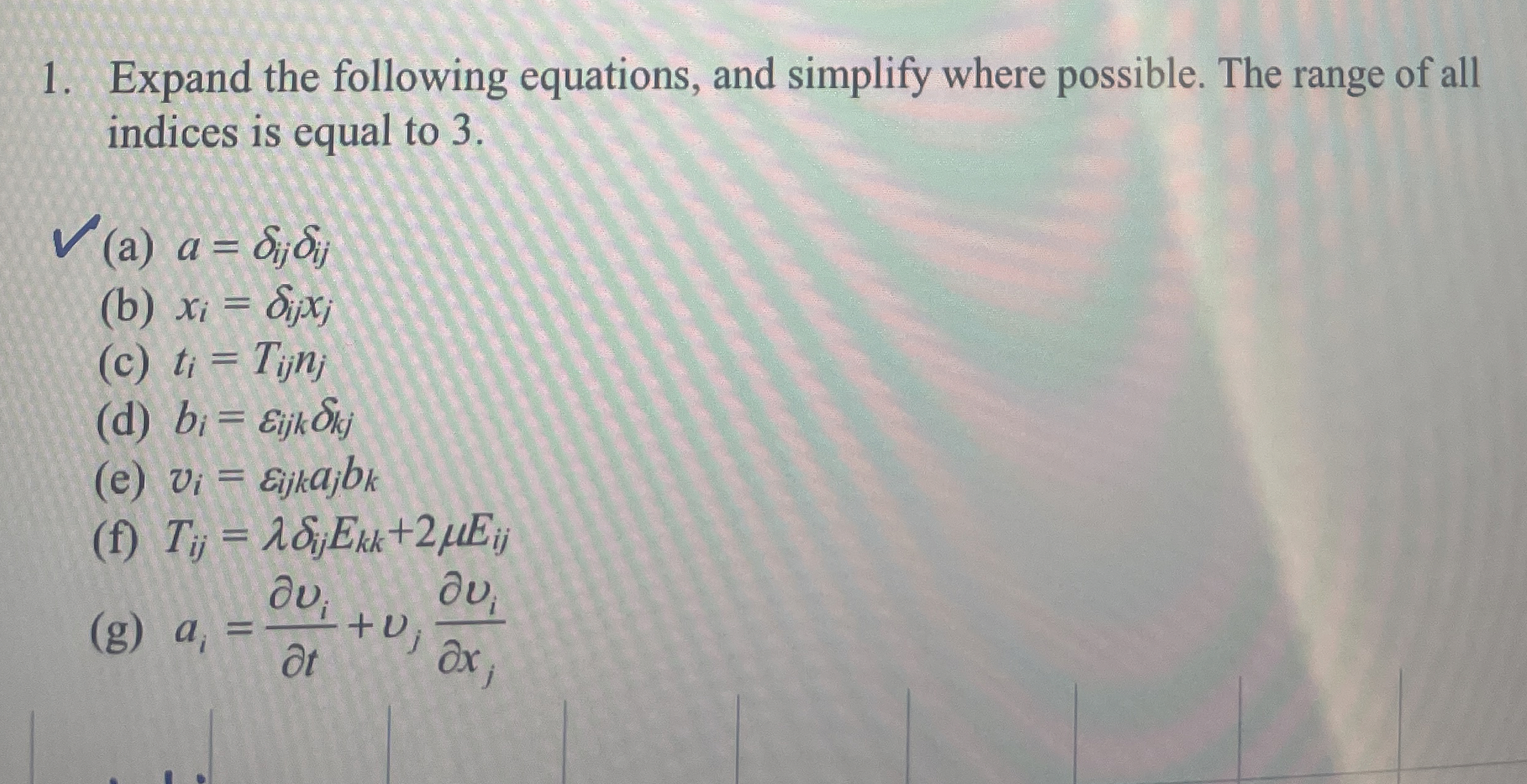 Expand the following equations, and simplify