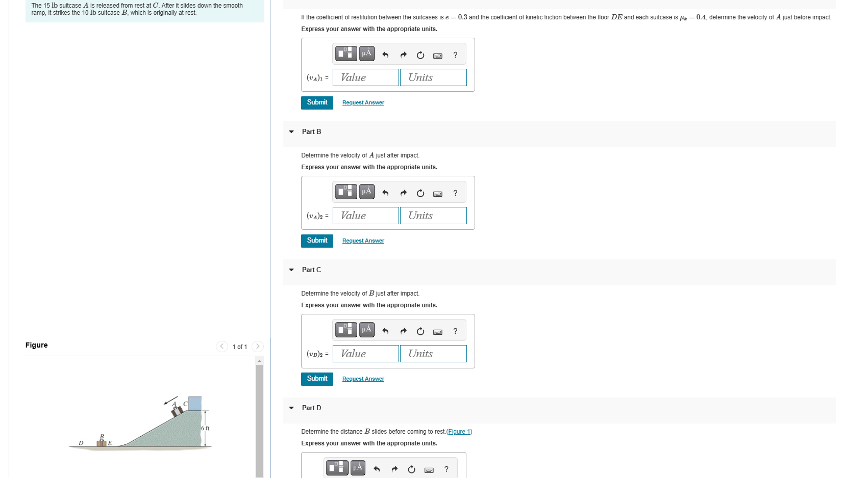 The 1 5 lb suitcase \ ( A \ ) is released from