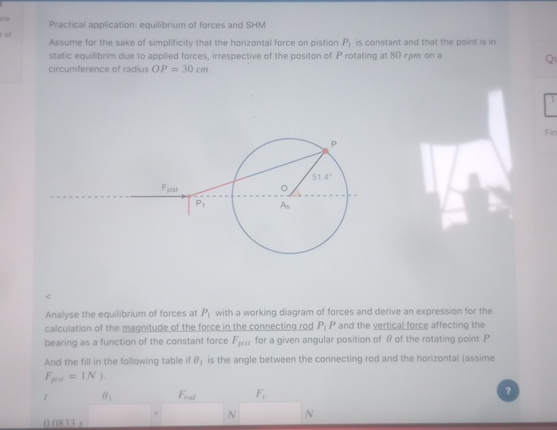 Practical application: equilibrium of forces and
