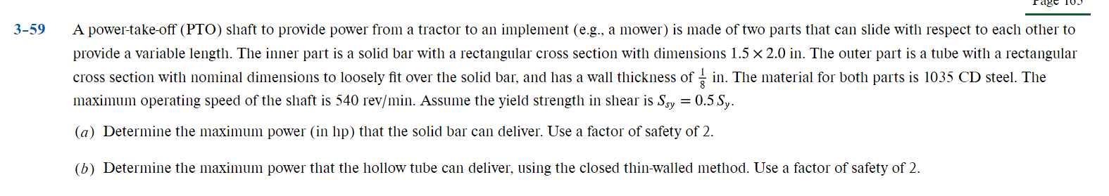 3 - 5 9 A power - take - off ( PTO ) shaft to