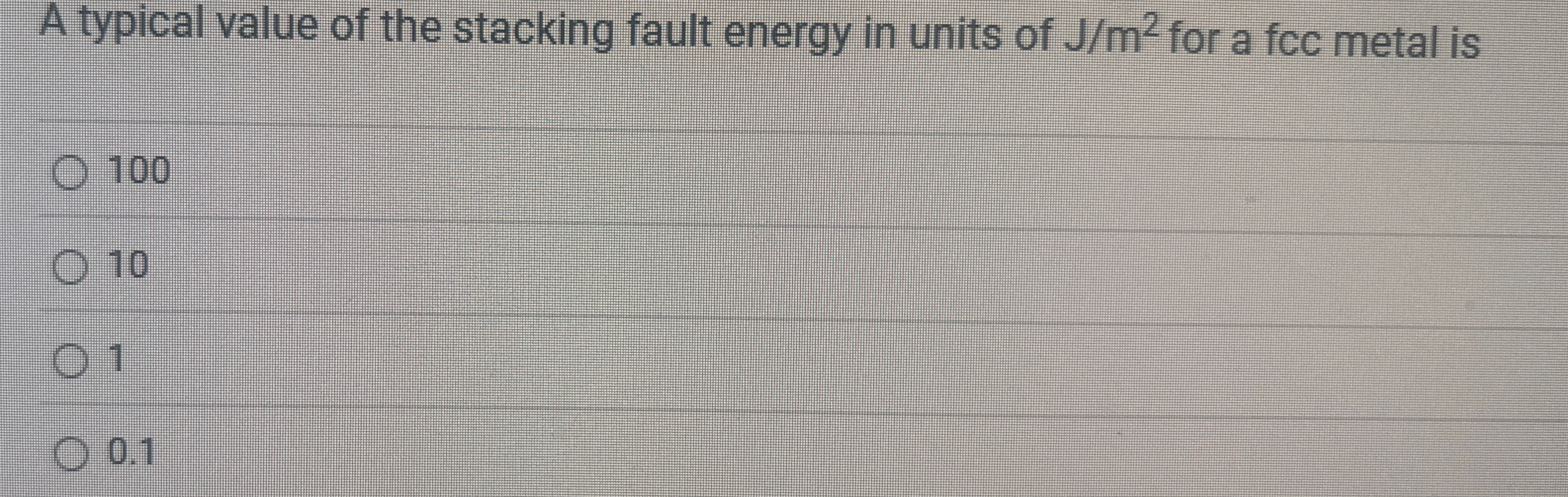 A typical value of the stacking fault energy in