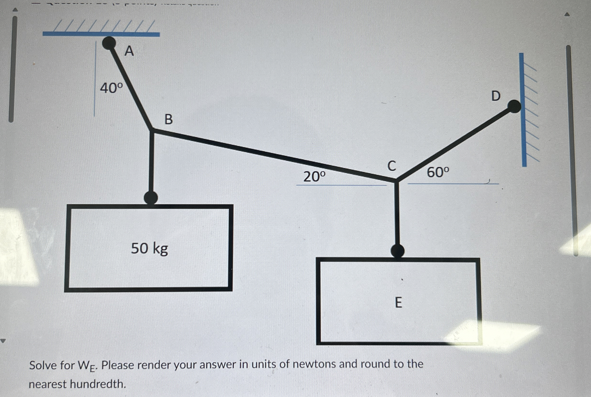 Solve for W E . Please render your answer in