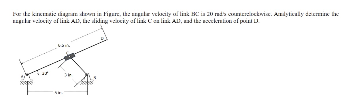 For the kinematic diagram shown in Figure, the