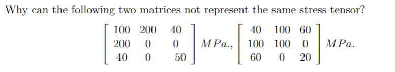 Why can the following two matrices not represent