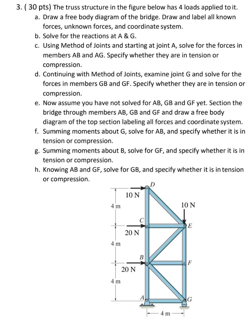 ( 3 0 pts ) The truss structure in the figure