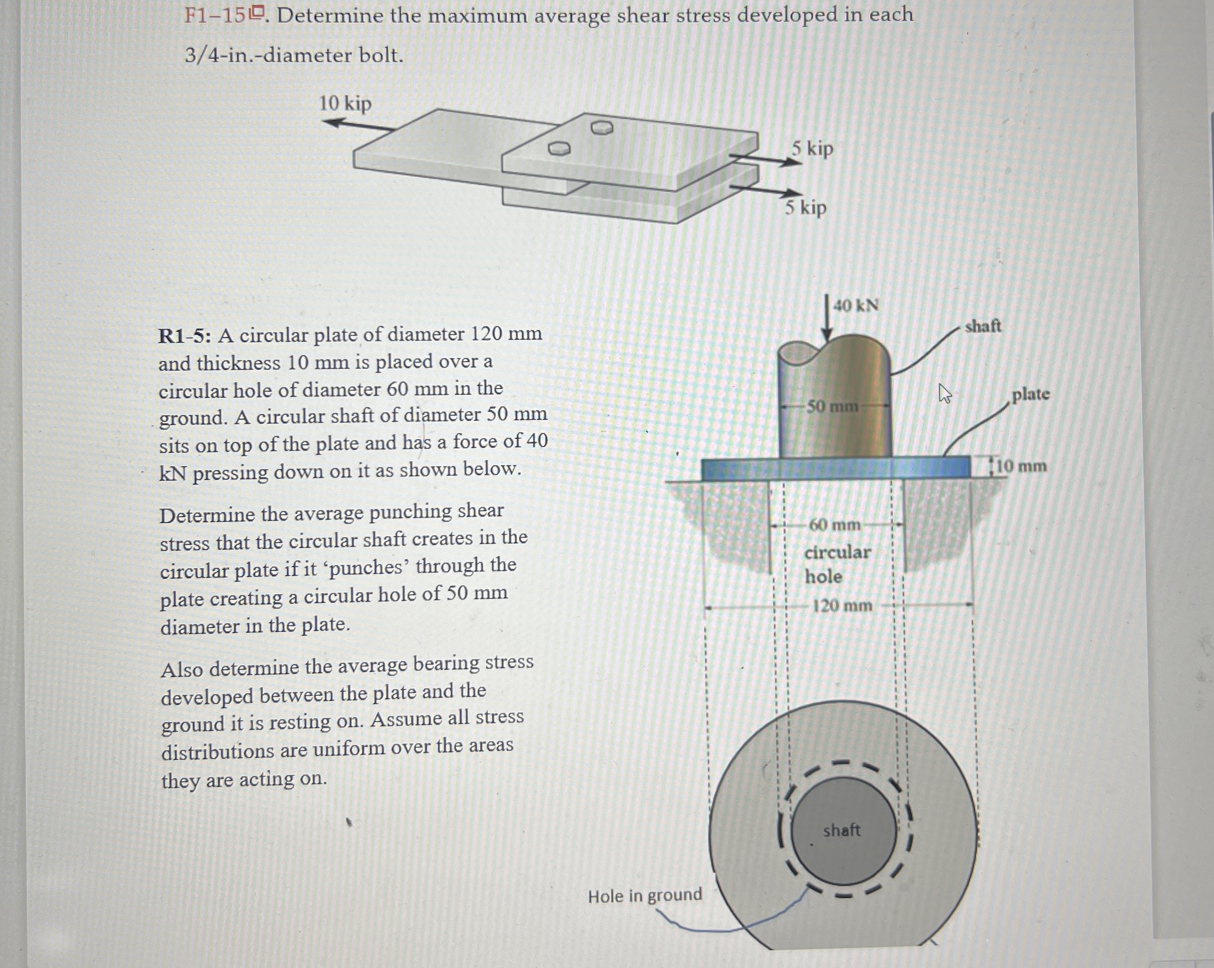 F 1 - 1 5 . Determine the maximum average shear