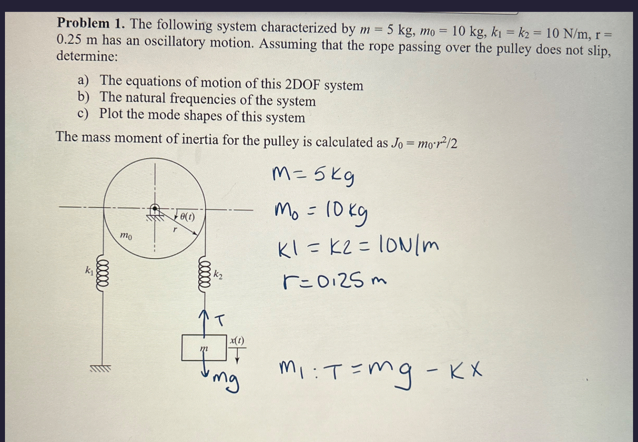 I ONLY NEED THE EQUATIONS OF MOTION. Problem 1 .