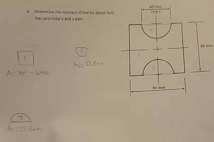 Determine the moment of inertia about both the