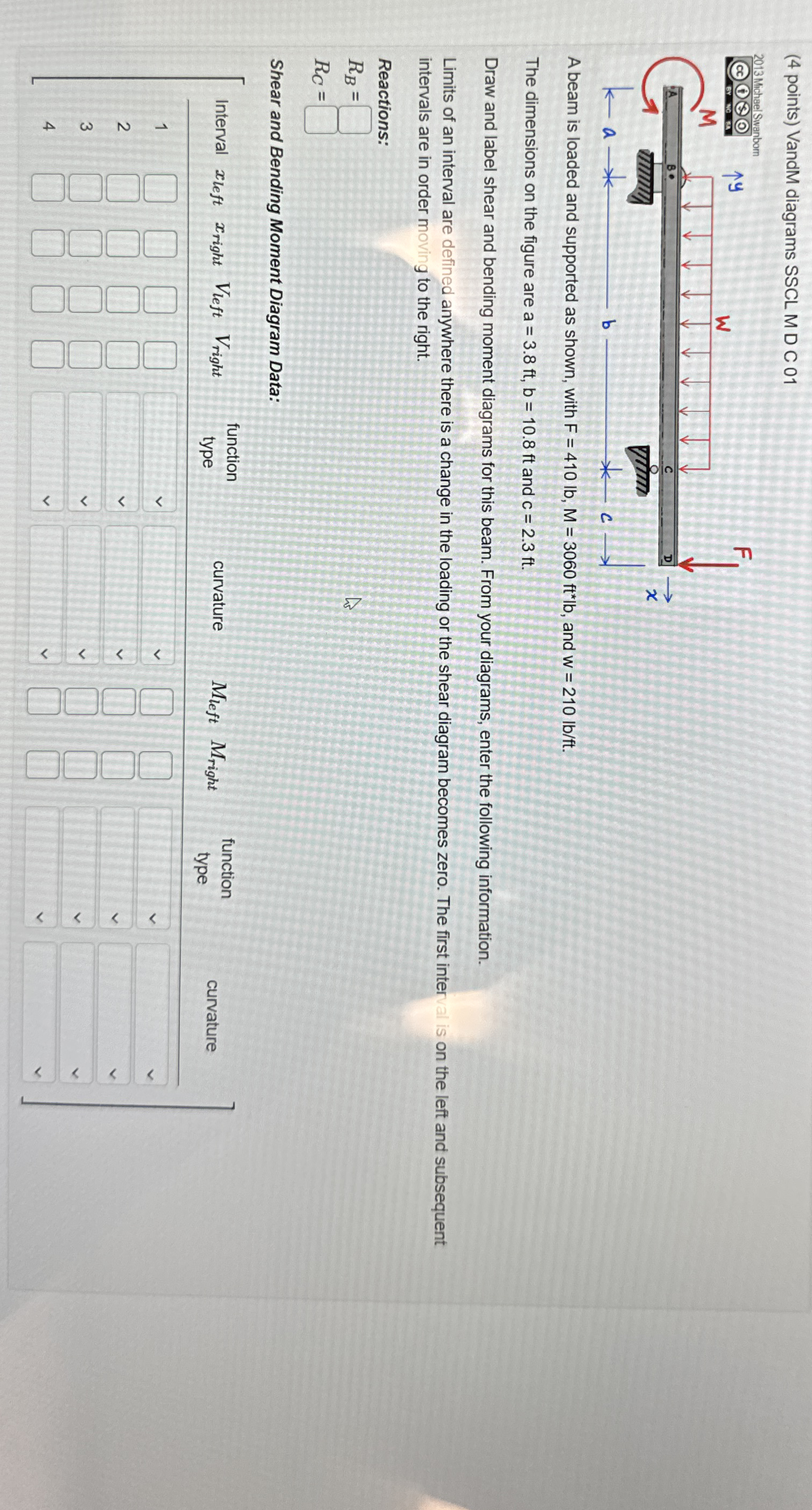 ( 4 points ) VandM diagrams SSCL M D C 0 1 A beam