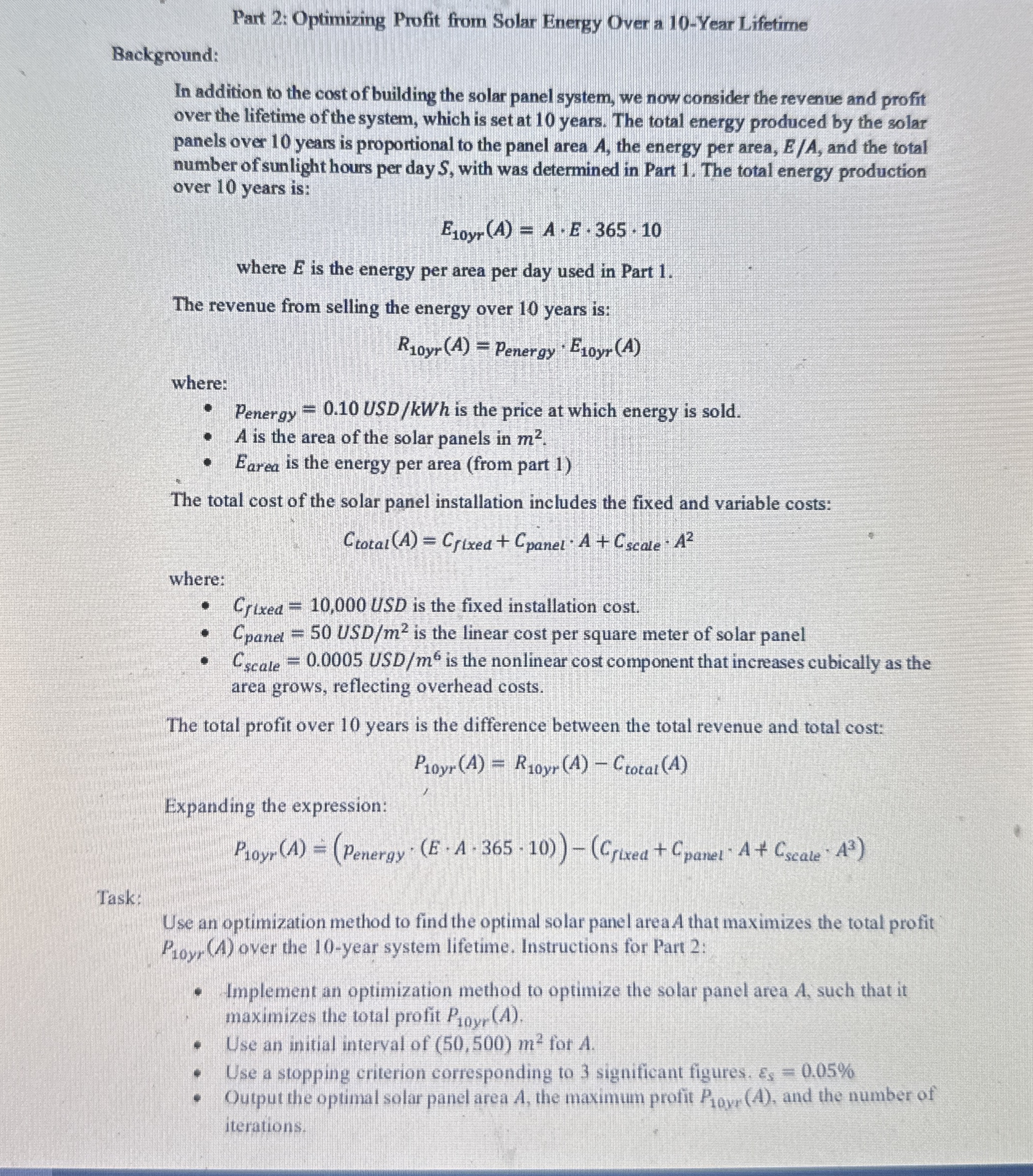 Part 2 : Optimizing Profit from Solar Energy Over