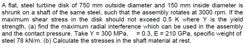 A flat, steel turbine disk of 7 5 0 mm outside