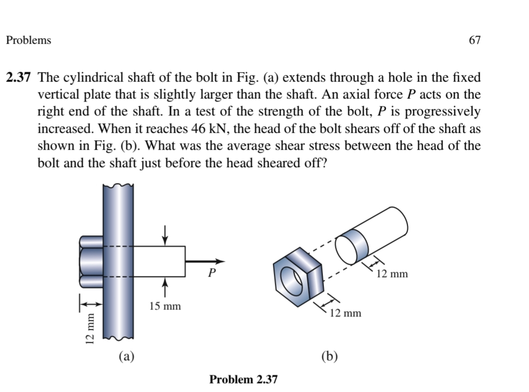 2 . 3 7 The cylindrical shaft of the bolt in Fig.