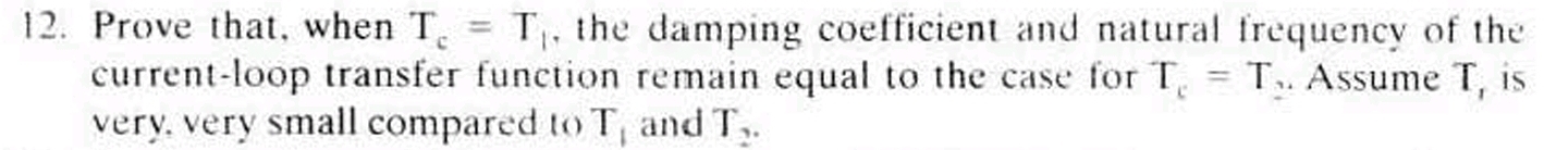 Prove that, when T c = T 1 , the damping