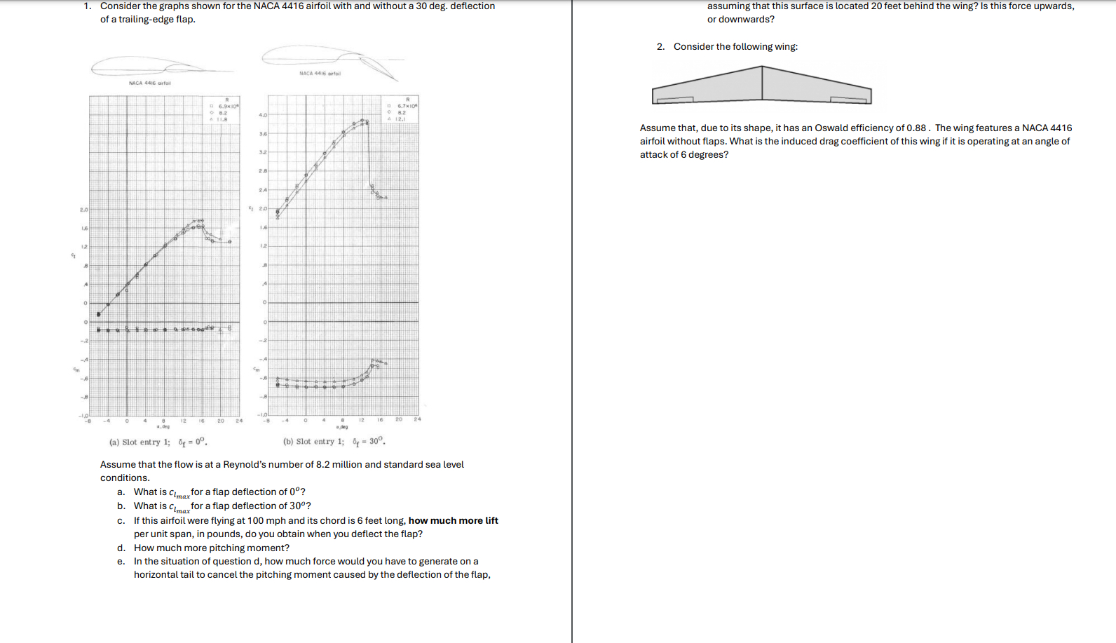 1 . Consider the graphs shown for the NACA 4 4 1