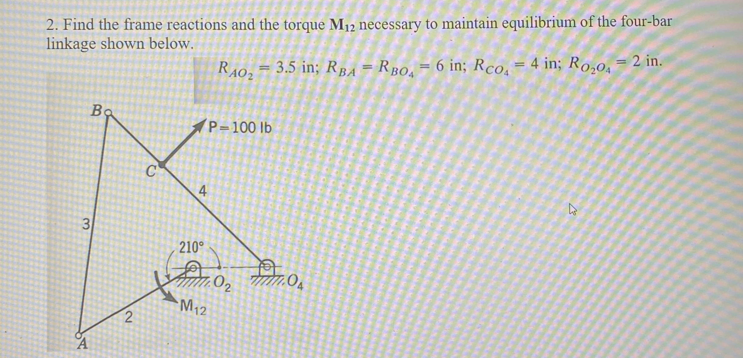 Find the frame reactions and the torque M 1 2