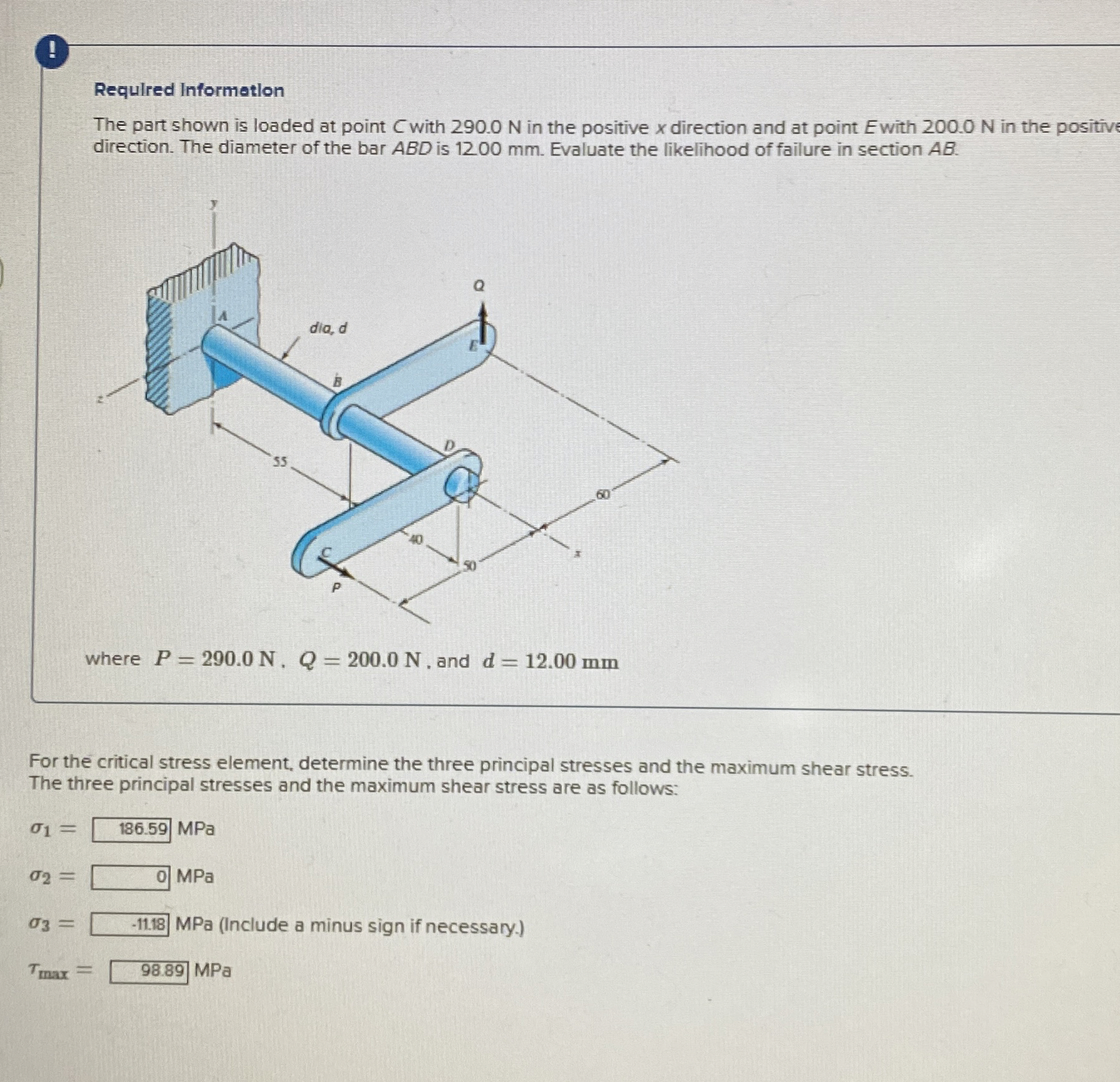 ! Requlred Informatlon The part shown is loaded