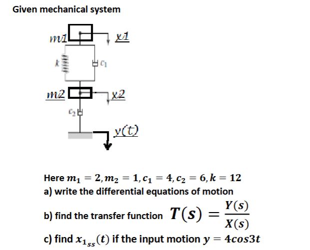 Given mechanical system Here m _ ( 1 ) = 2 , m _