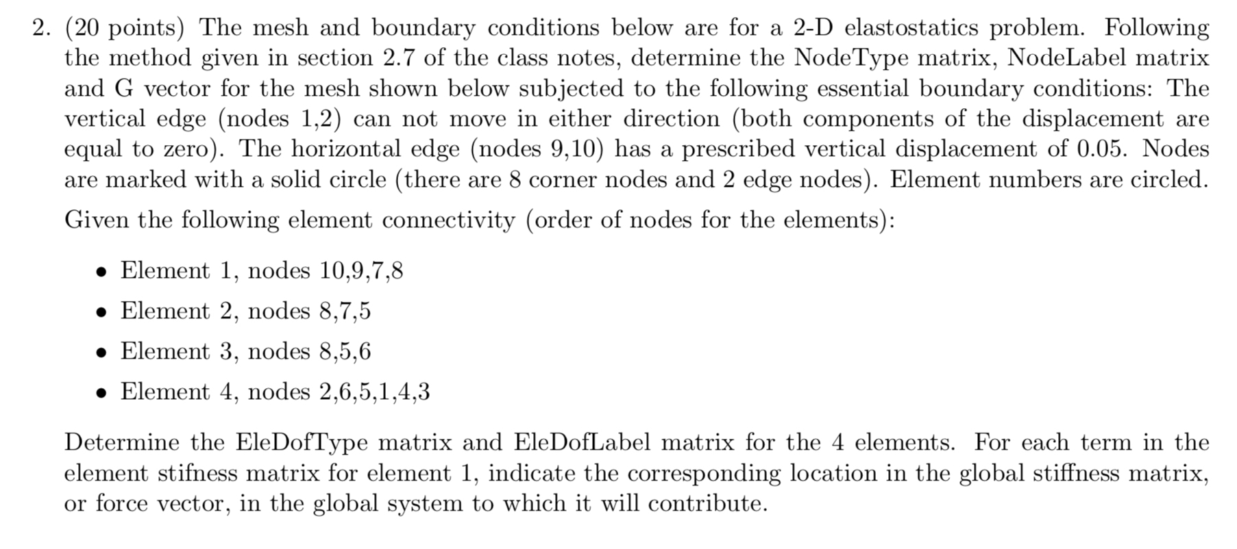 ( 2 0 points ) The mesh and boundary conditions