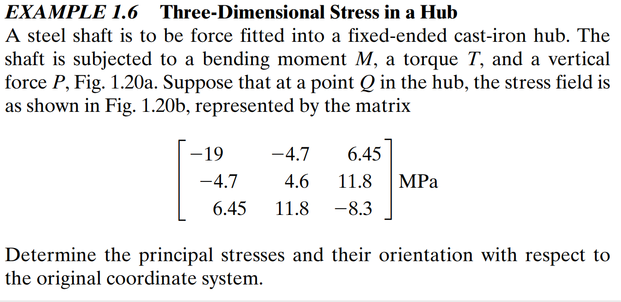 EXAMPLE 1 . 6 Three - Dimensional Stress in a Hub