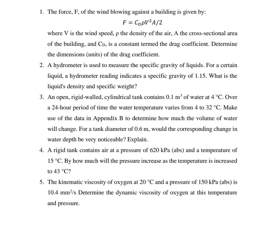 The force, F , of the wind blowing against a