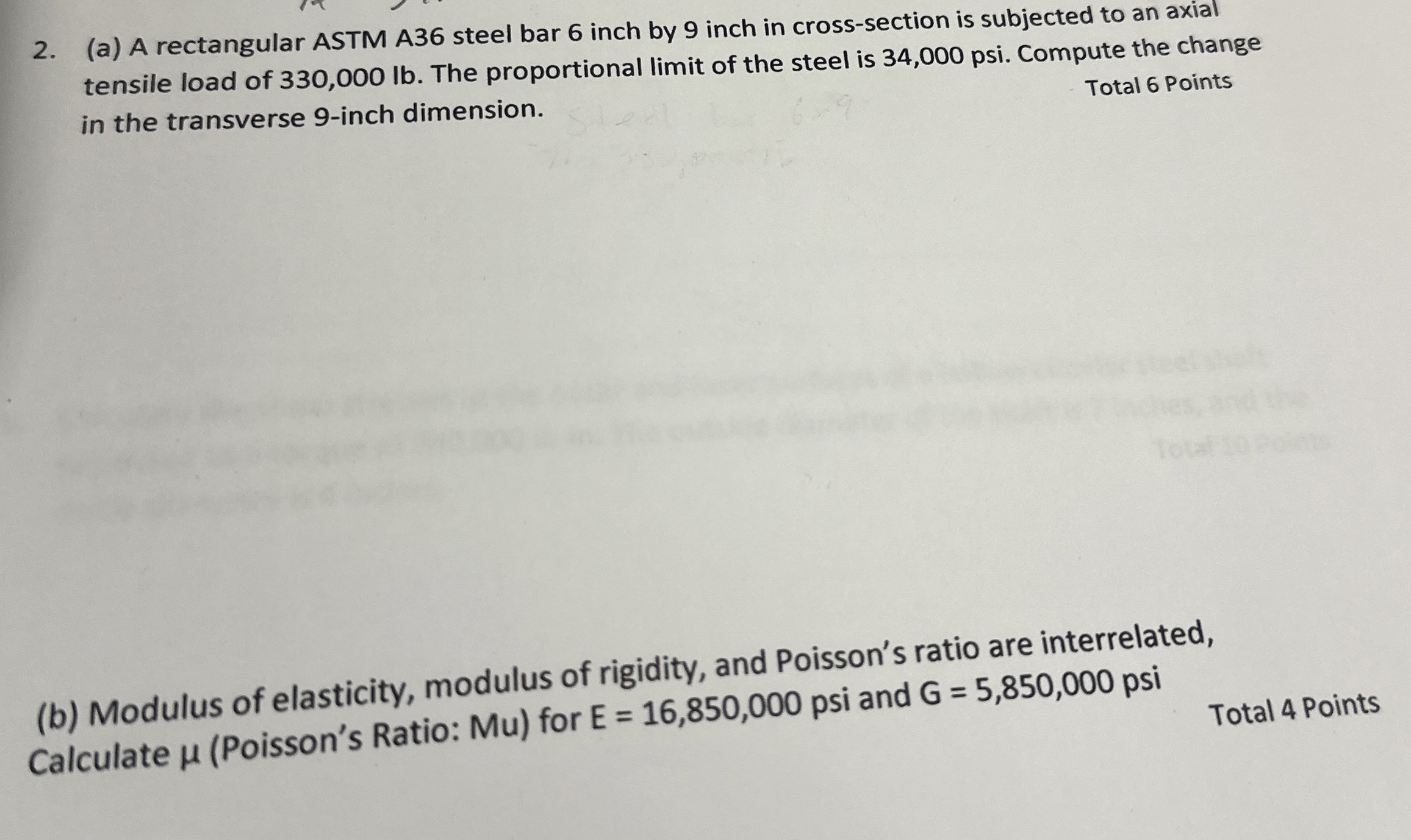 ( a ) A rectangular ASTM A 3 6 steel bar 6 inch