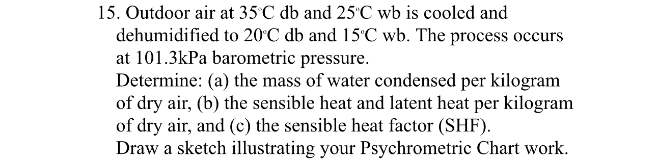 Outdoor air at 3 5 C d b and 2 5 C wb is cooled