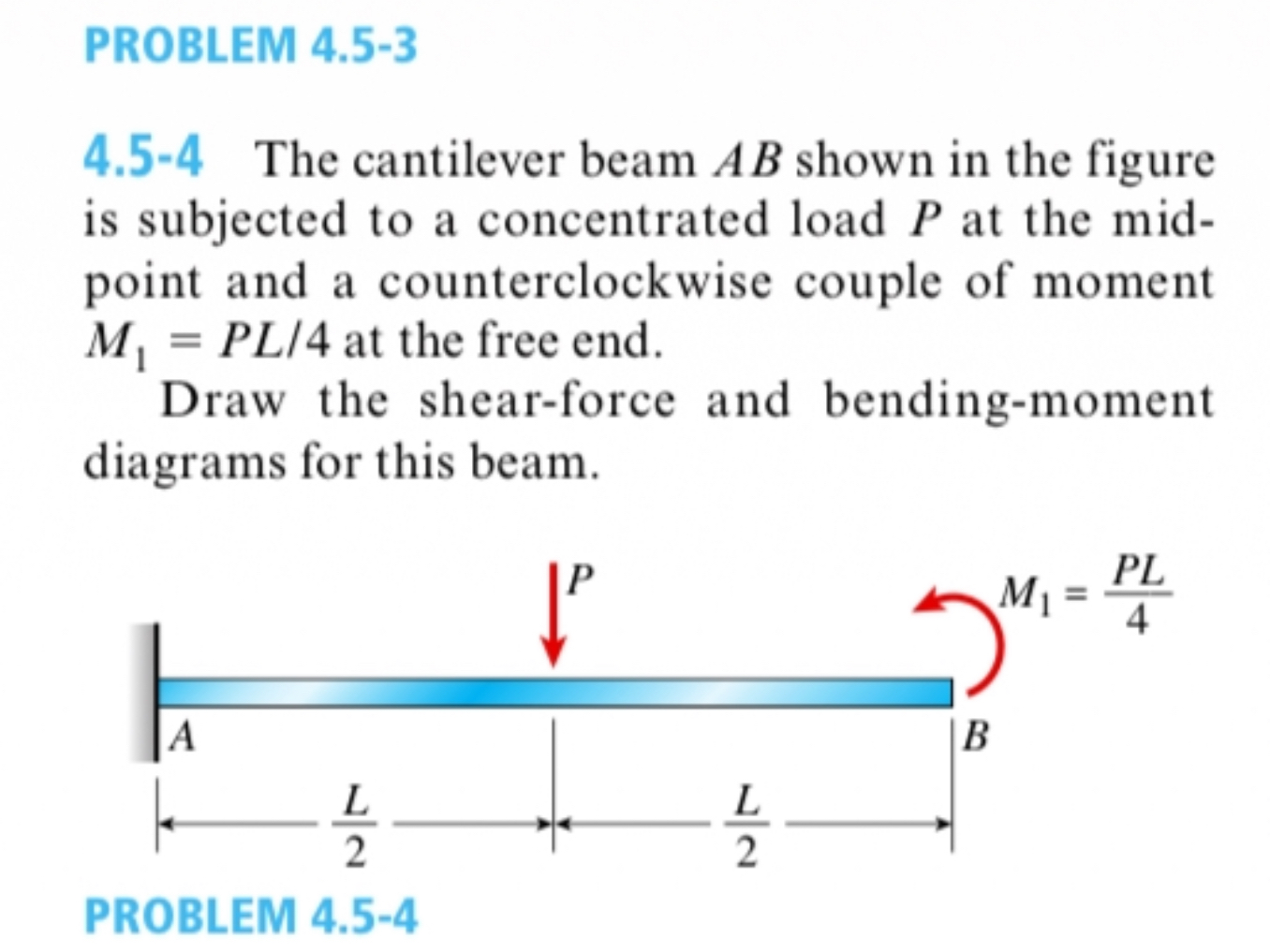 derive expressions for V and M as a function of x