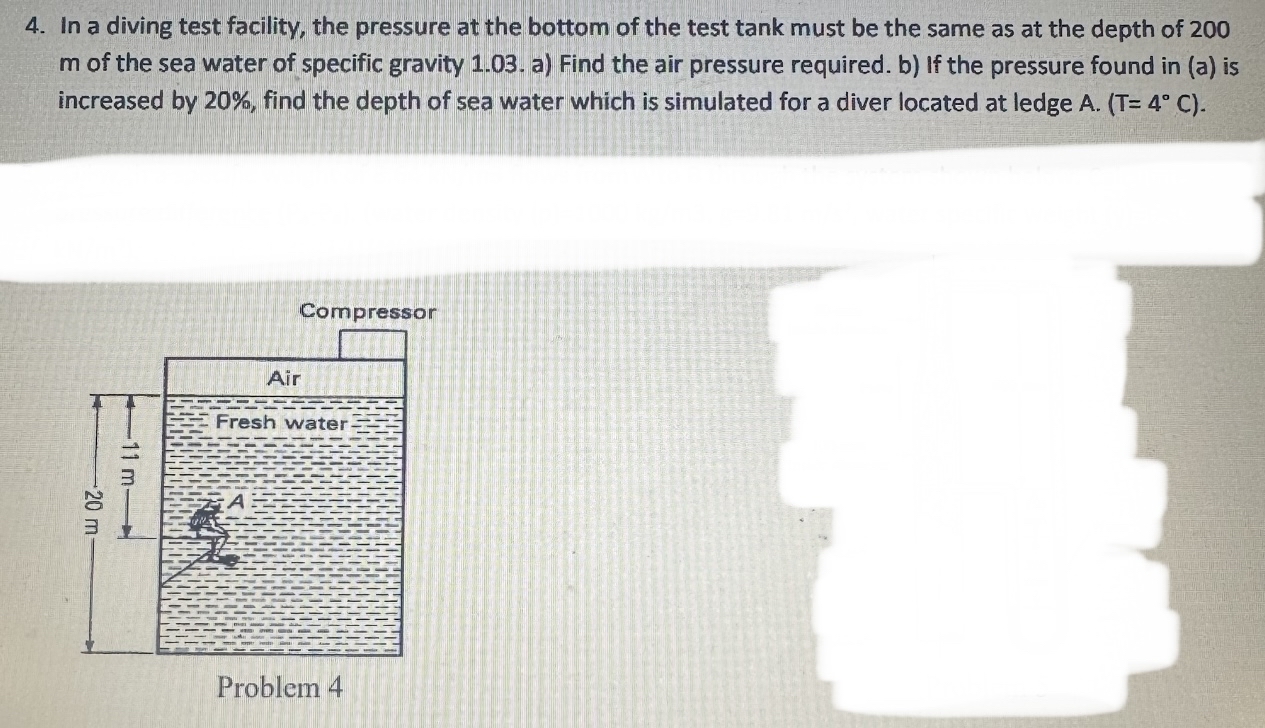 In a diving test facility, the pressure at the