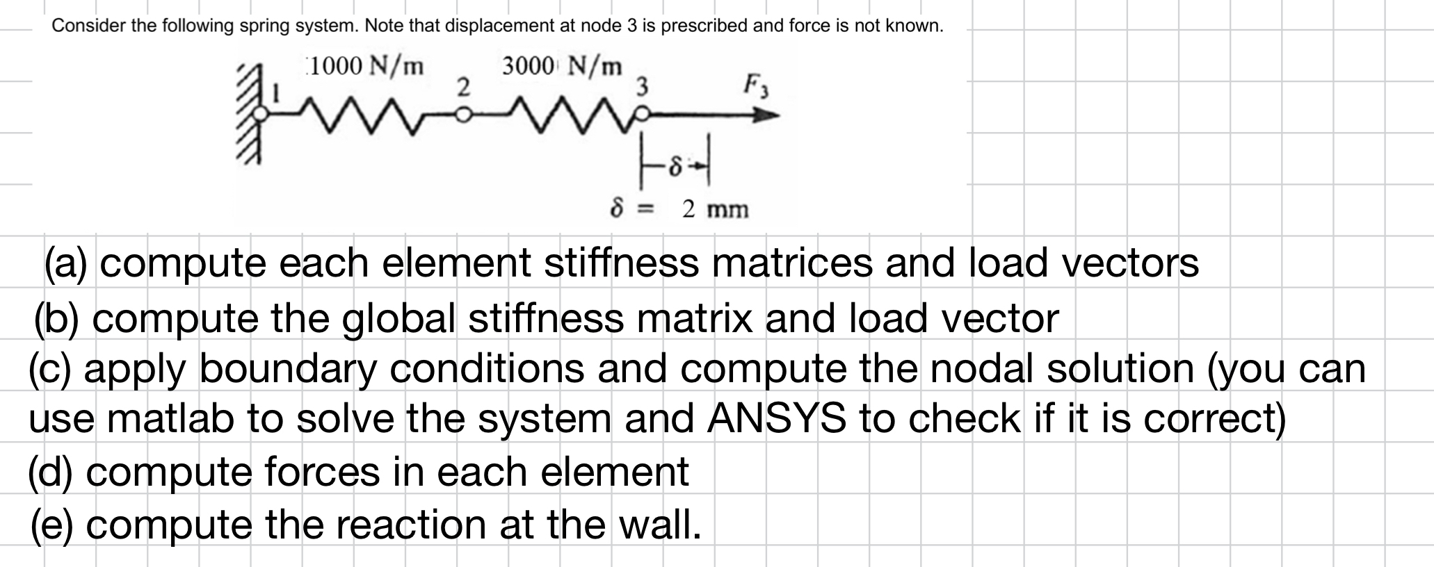 Consider the following spring system. Note that