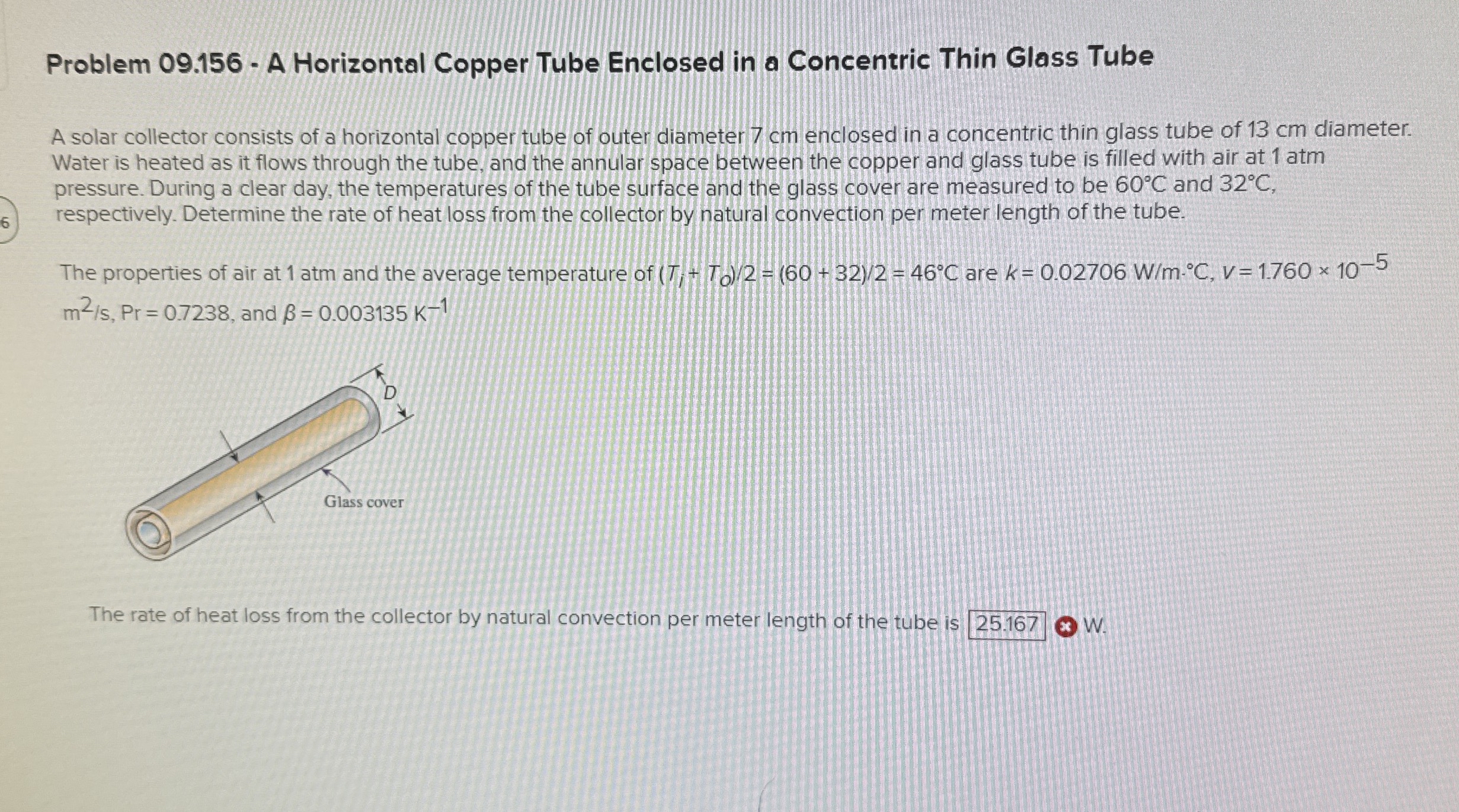 Problem 0 9 . 1 5 6 - A Horizontal Copper Tube