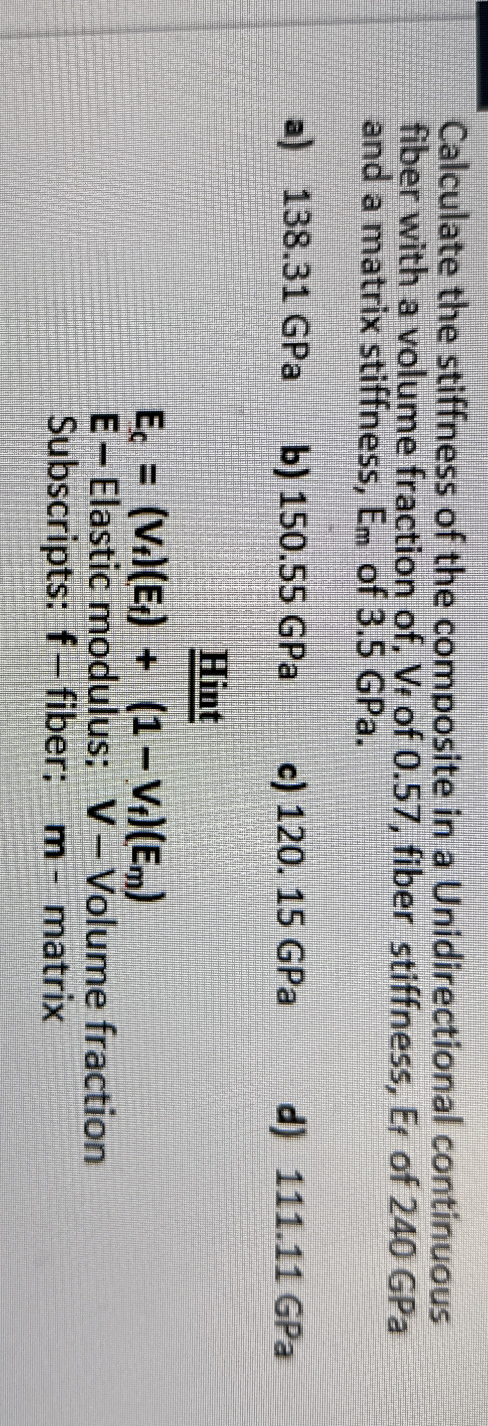 Calculate the stiffness of the composite in a