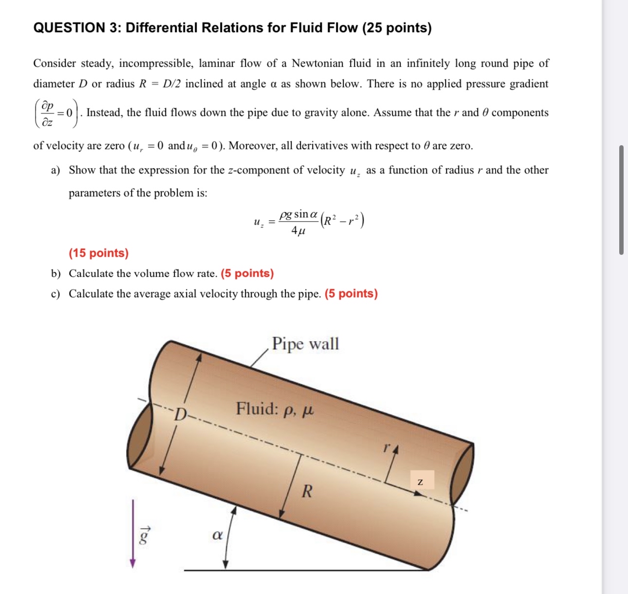 QUESTION 3 : Differential Relations for Fluid