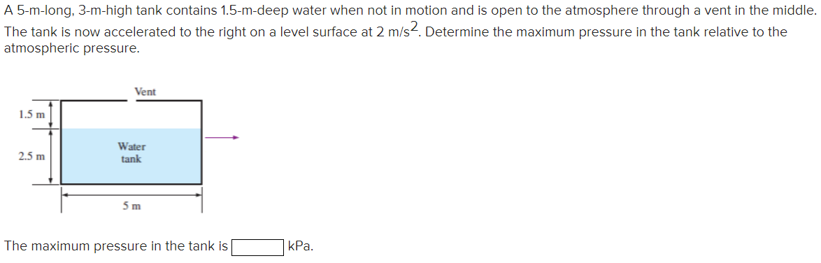 A 5 - m - long, 3 - m - high tank contains 1 . 5