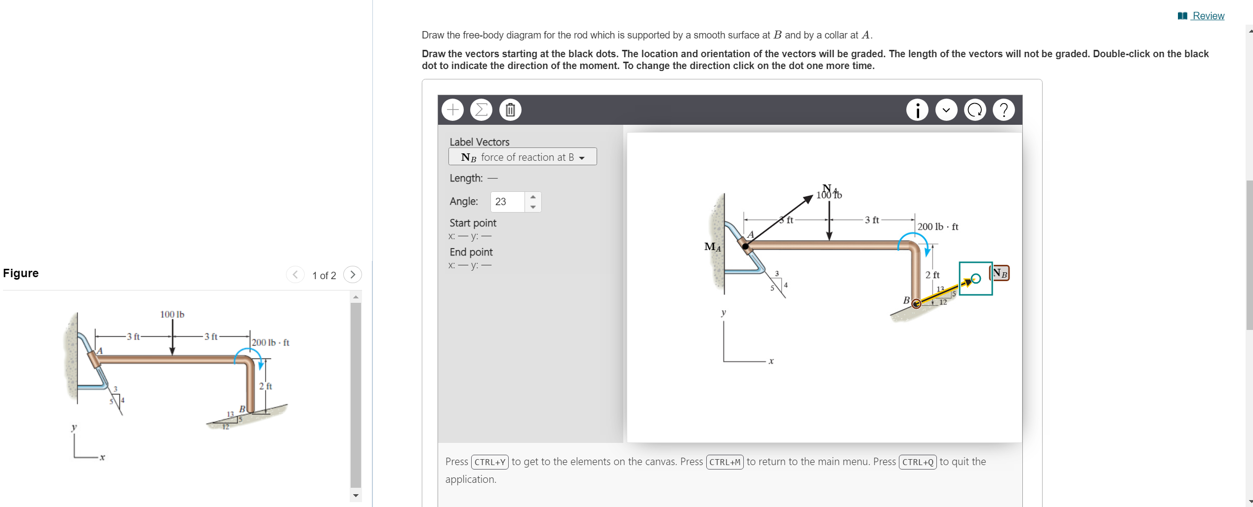 Draw the free - body diagram for the rod which is