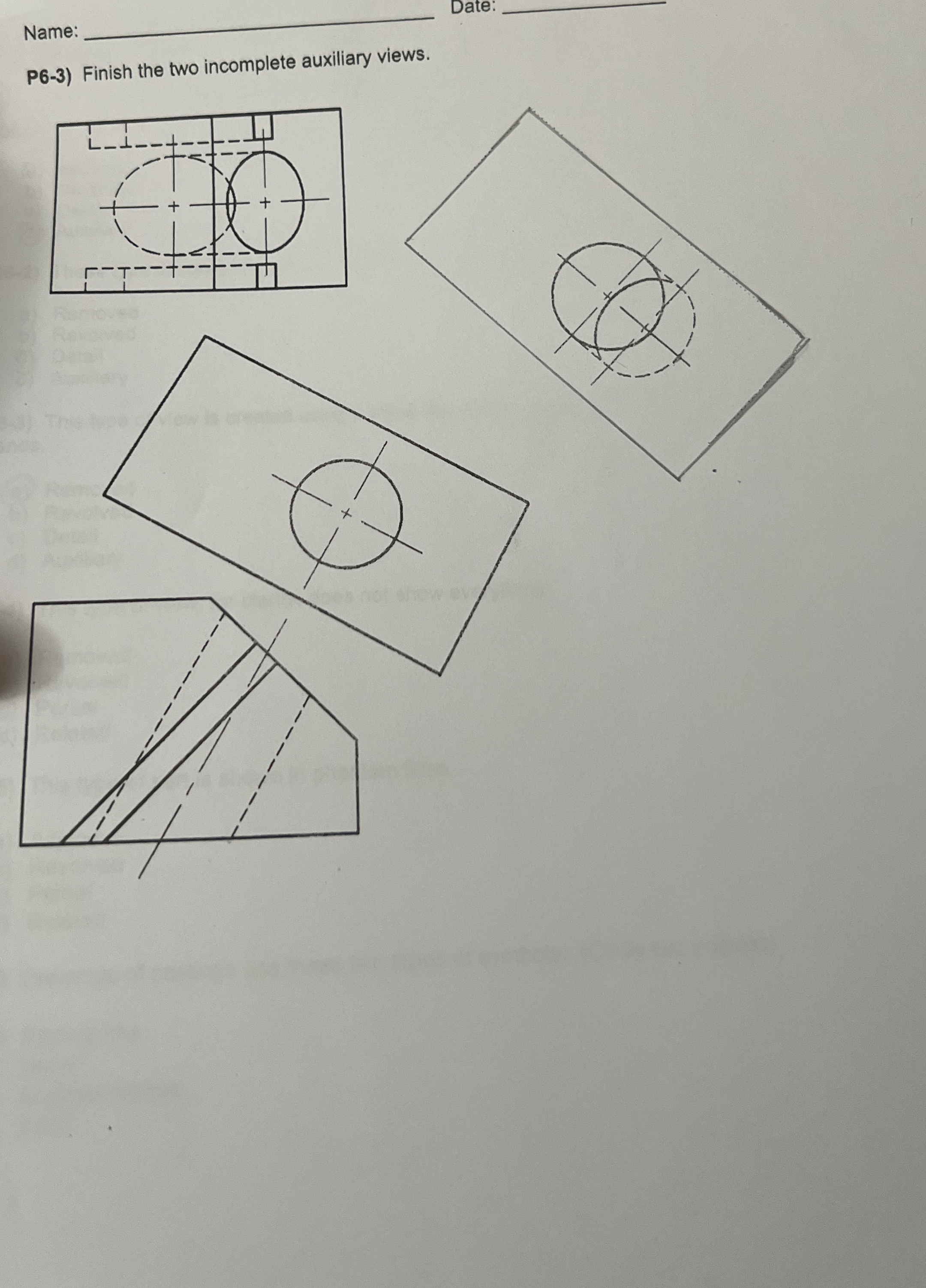 Name D 6 - 3 ) Finish the two incomplete