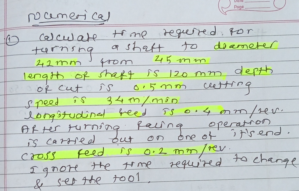 pocemerical ( 1 ) Calculate trme requrted for