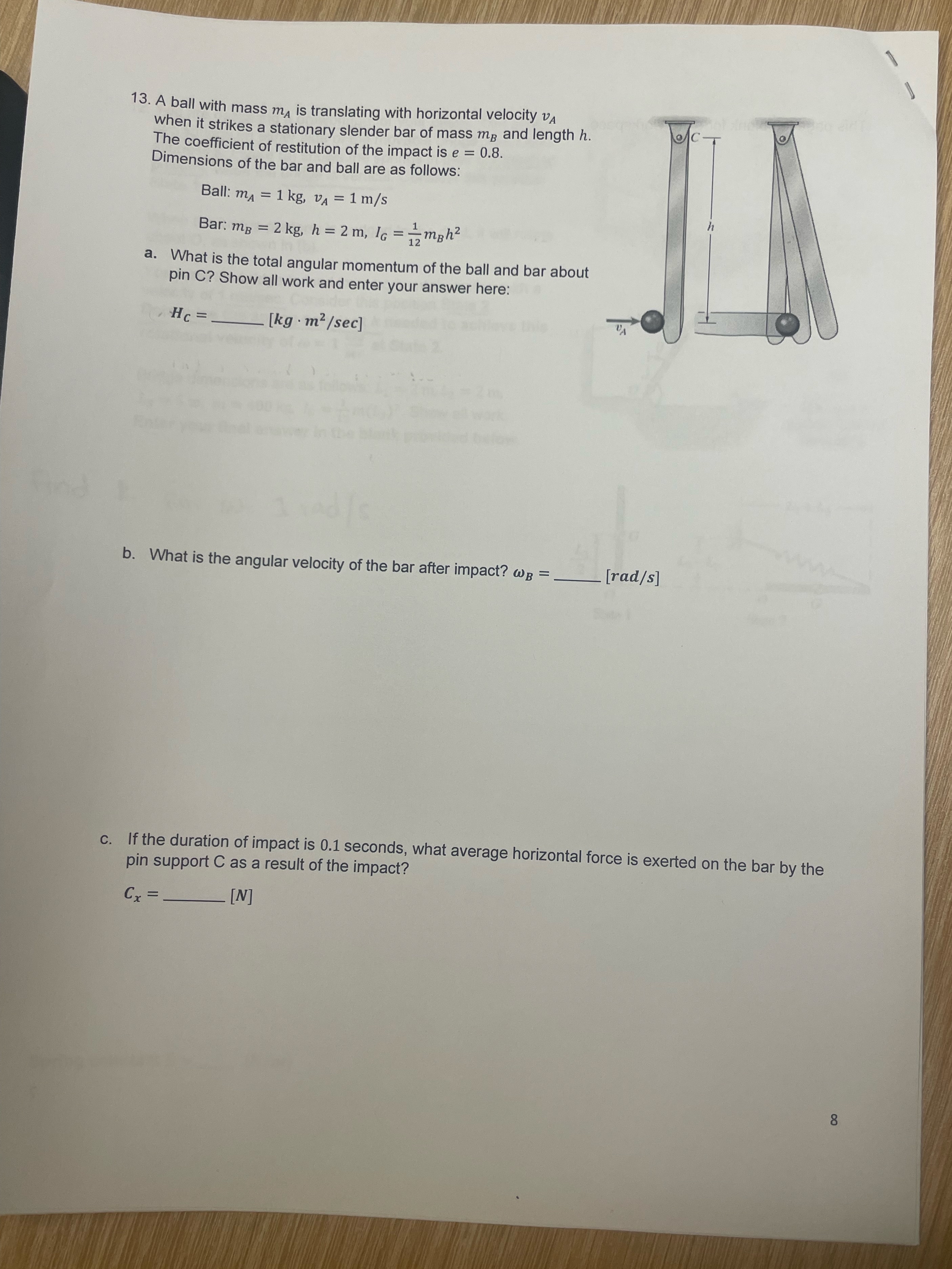 A ball with mass m A is translating with