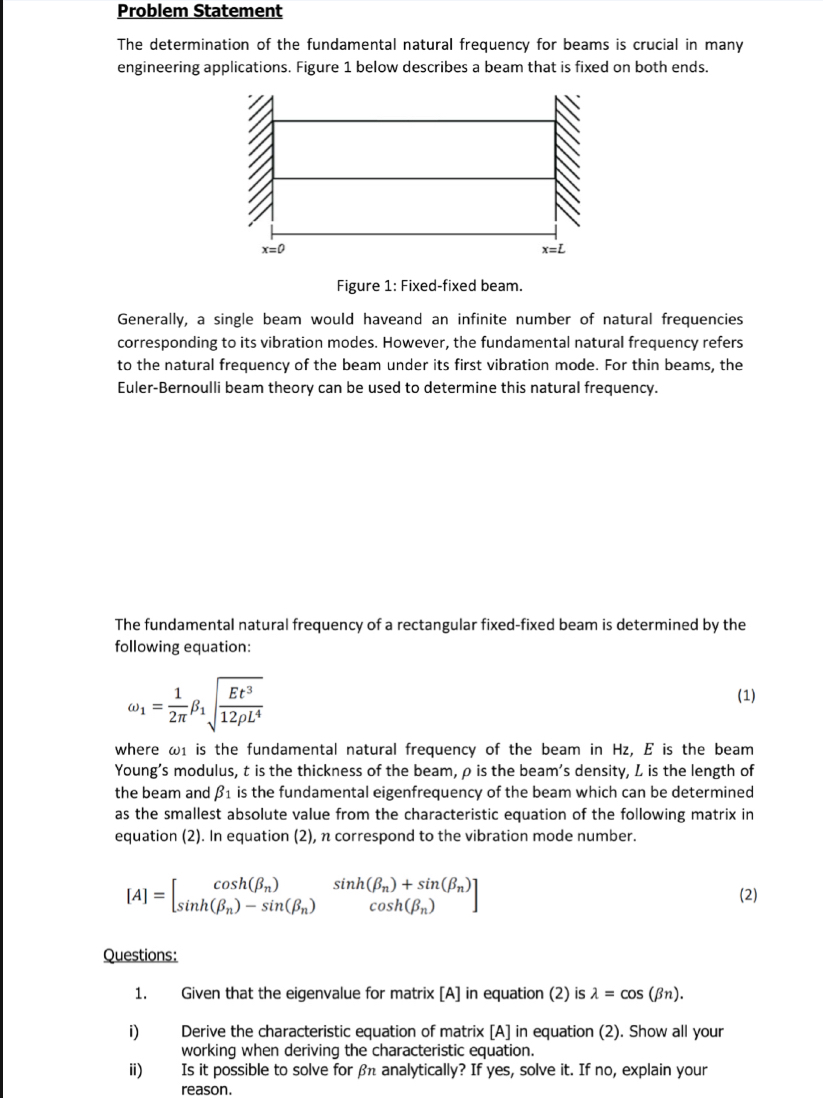 Problem Statement The determination of the