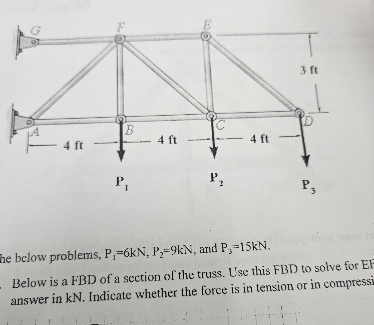 he below problems, P 1 = 6 k N , P 2 = 9 k N ,