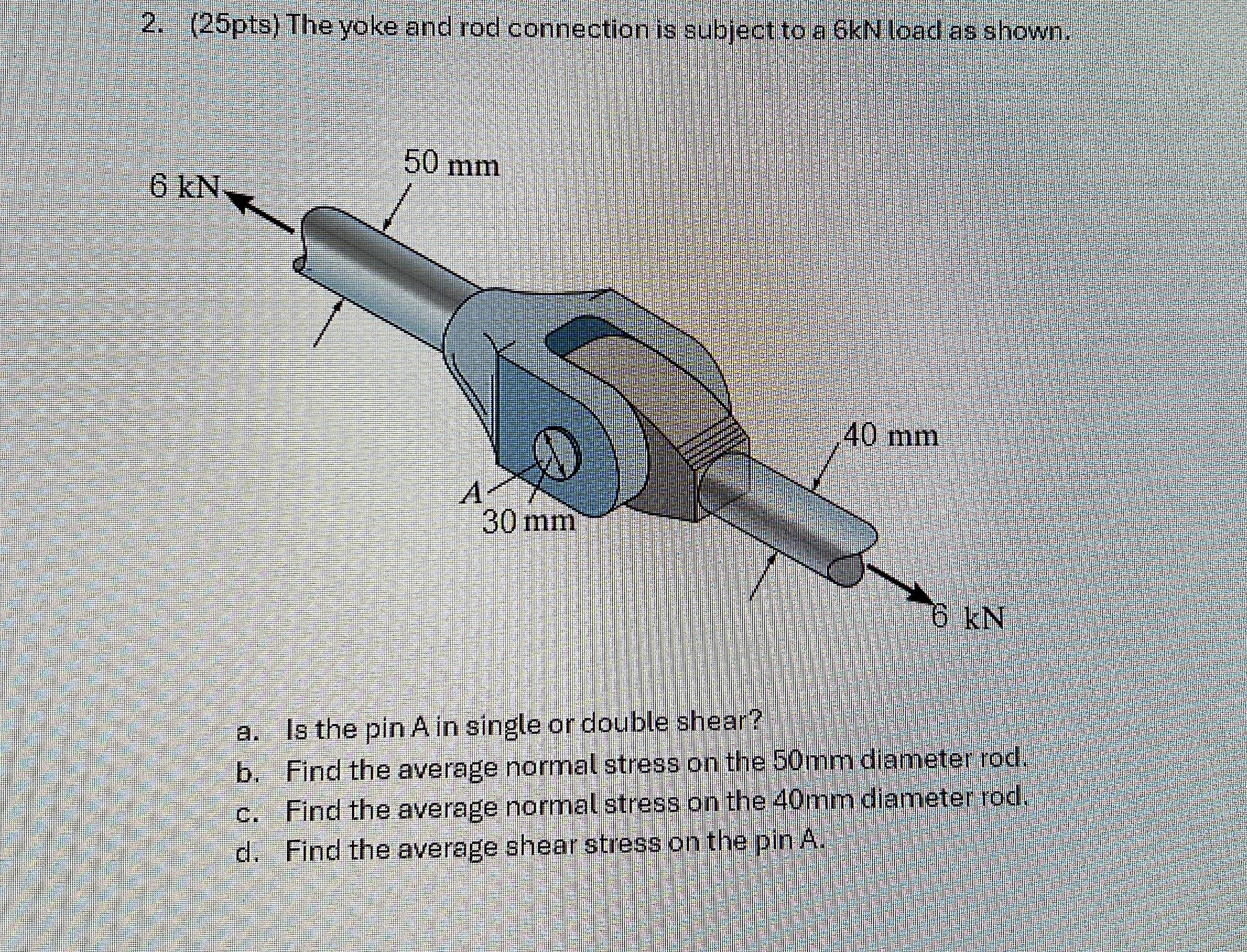 ( 2 5 pts ) The yoke and rod connection is