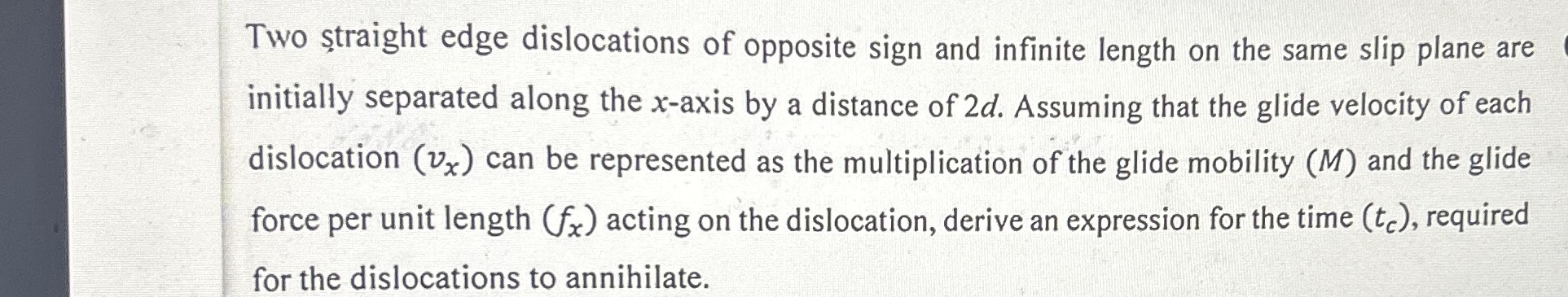 Two traight edge dislocations of opposite sign