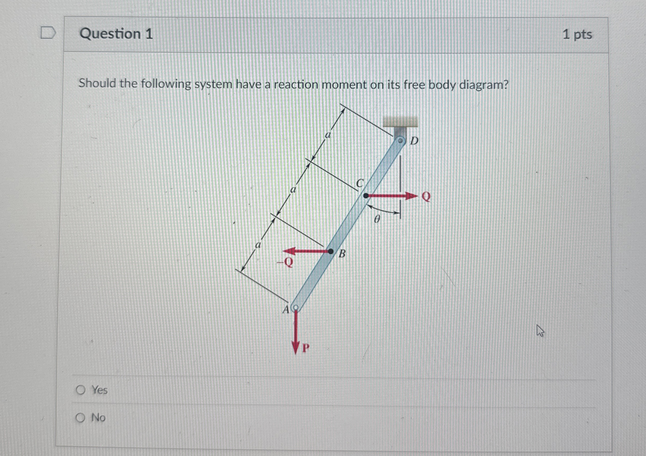 Question 1 1 pts Should the following system have