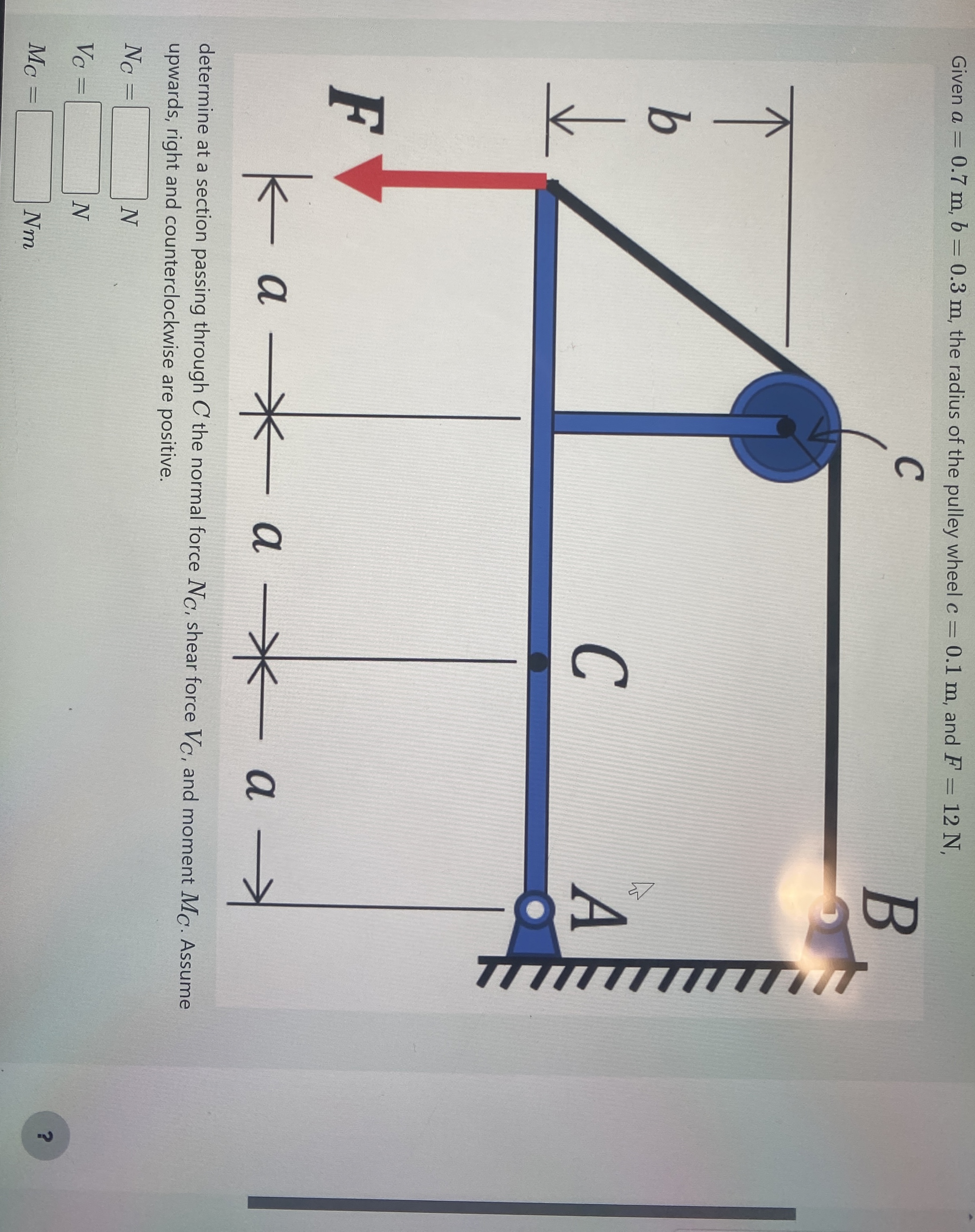 determine at a section passing through C the