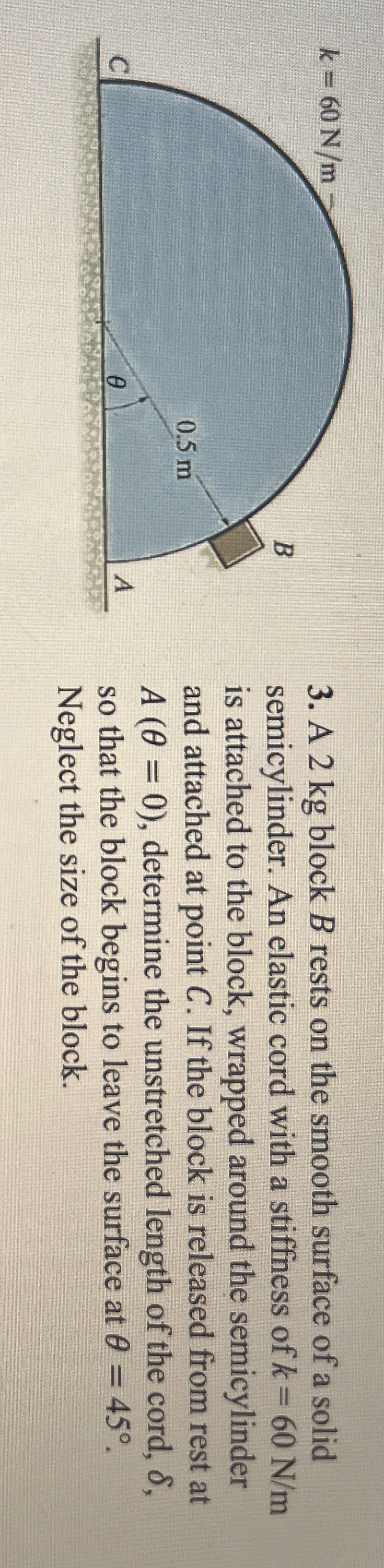 A 2 kg block B rests on the smooth surface of a